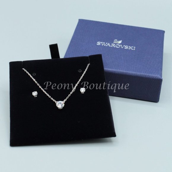 Swarovski 5113468 Angelic earrings necklace jewelry fashion set round dainty - Picture 6 of 14